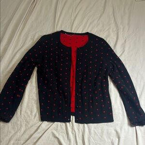 Black Cardigan with Red Polka Dots